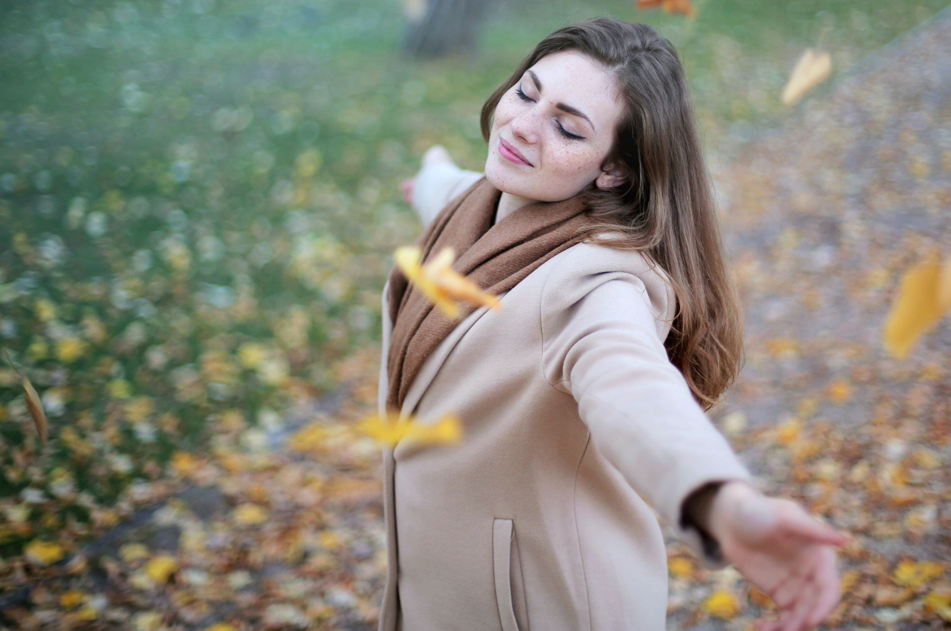 woman breathing in fresh air
